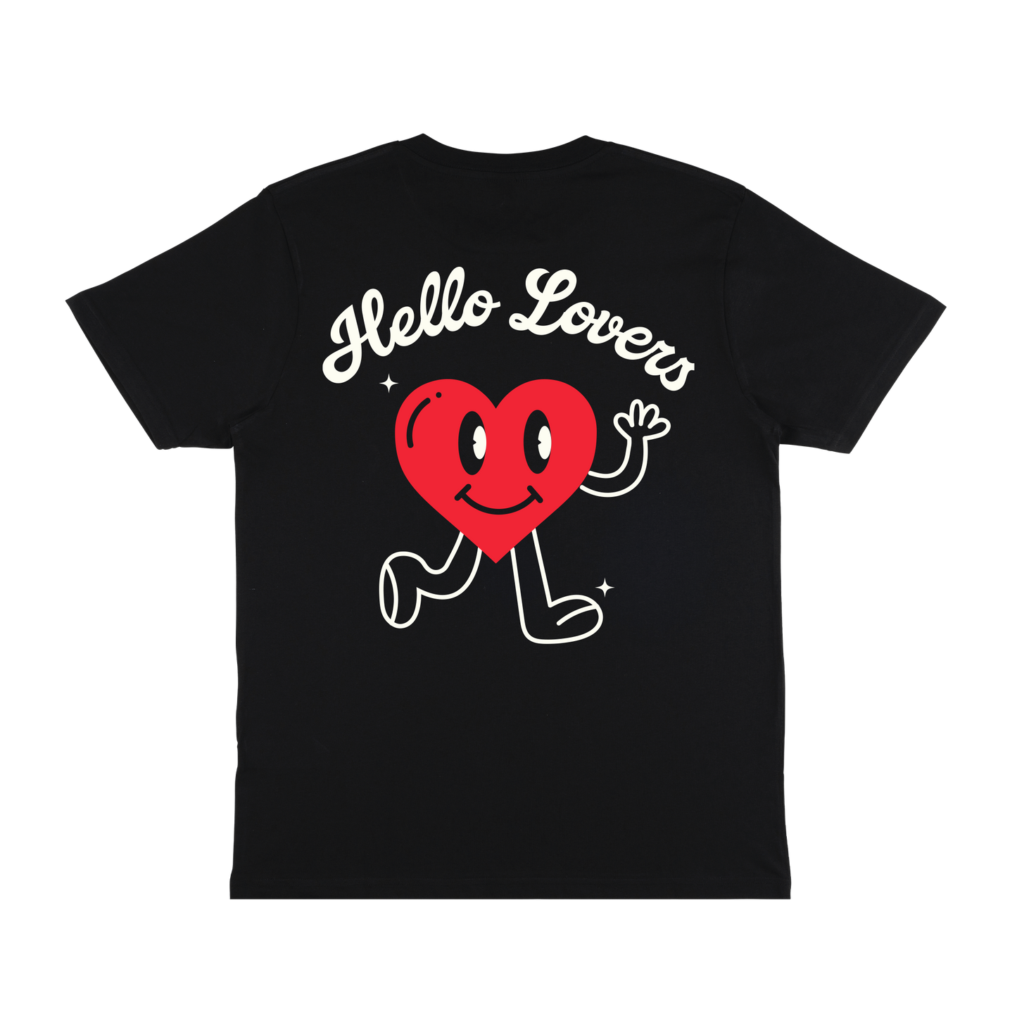Hello Lovers Heart Black Tee